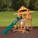 Classic Adventure Treehouse Junior Space Saver Swing Set - Wood Roof