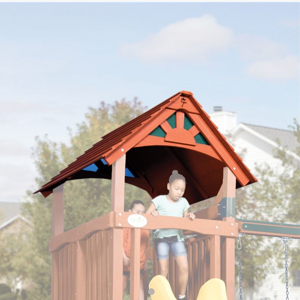 Classic Adventure Treehouse Junior Space Saver Swing Set - Wood Roof