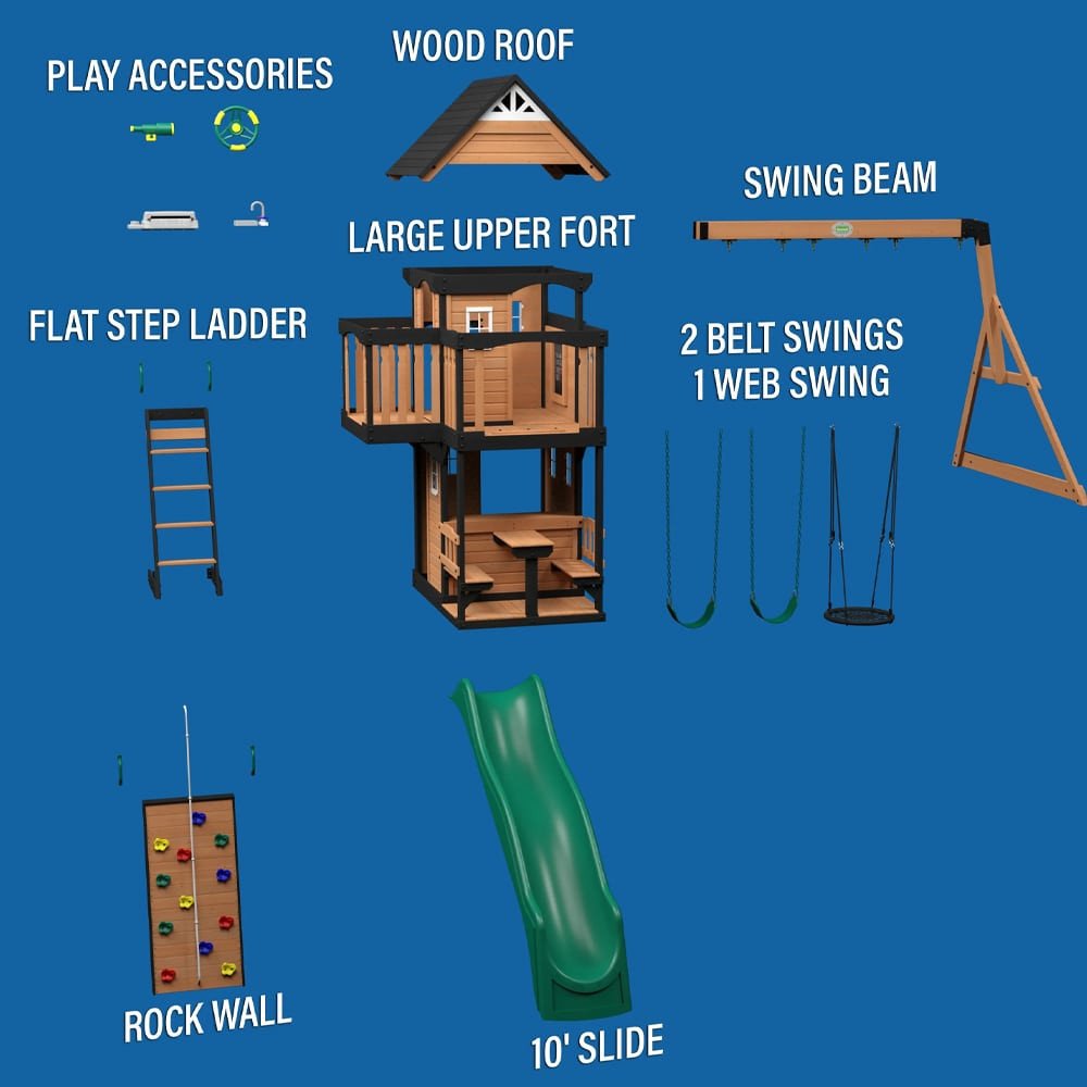 Structure de jeu en bois Boulder Creek haut de gamme