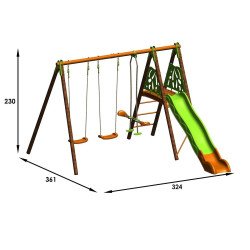 Techwood AKEO Balançoire en bois poutre métal - Trigano