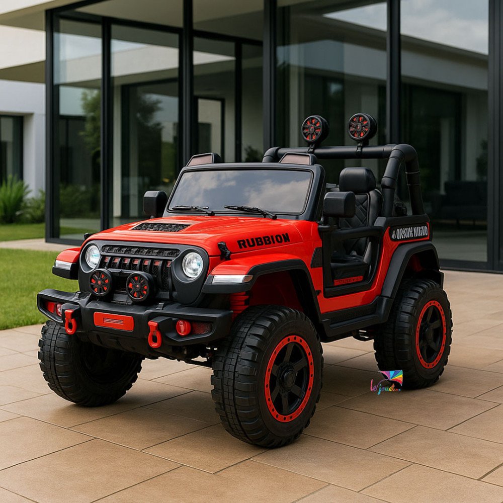 Voiture électrique 4x4 pour enfant style Jeep avec LED & grosses roues
