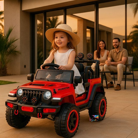 Voiture électrique 4x4 pour enfant style Jeep avec LED & grosses roues