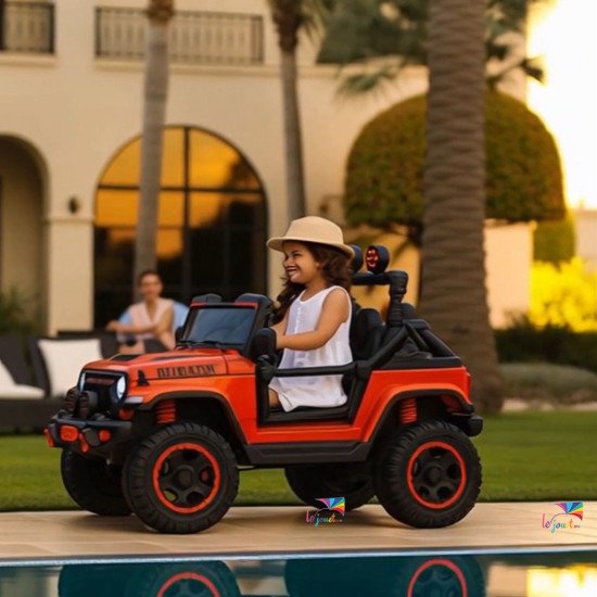 Voiture électrique 4x4 pour enfant style Jeep avec LED & grosses roues
