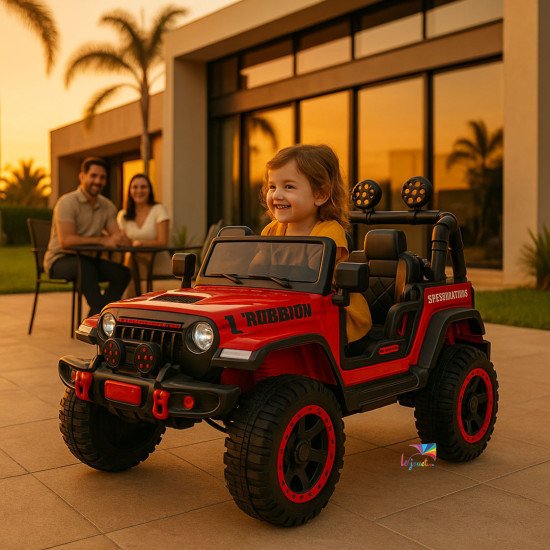 Voiture électrique 4x4 pour enfant style Jeep avec LED & grosses roues