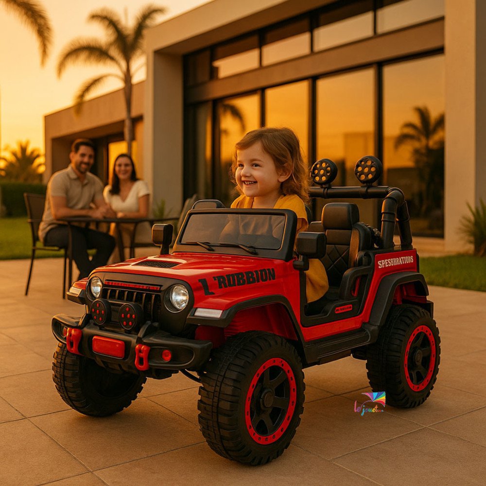 Voiture électrique 4x4 pour enfant style Jeep avec LED & grosses roues