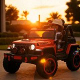 Voiture électrique 4x4 pour enfant style Jeep avec LED & grosses roues