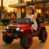 Voiture électrique 4x4 pour enfant style Jeep avec LED & grosses roues