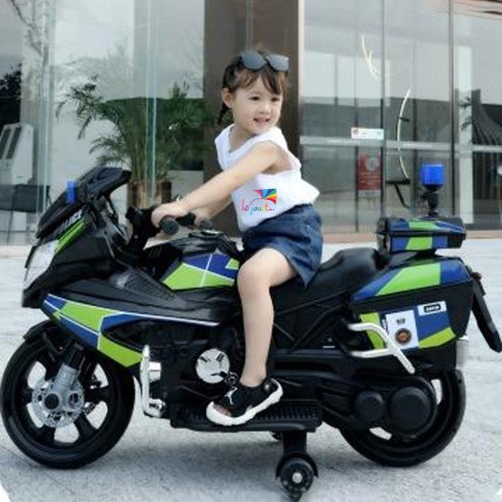 Moto électrique police enfant 12V | Sirène & LED | LEJOUET.MA