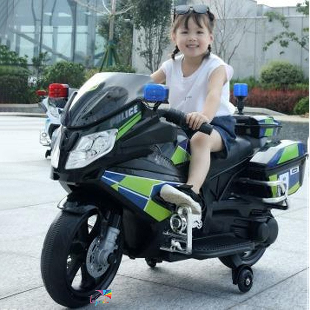 Moto électrique police enfant 12V | Sirène & LED | LEJOUET.MA