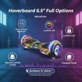 Hoverboard avec poignée de transport LED et Bluetooth