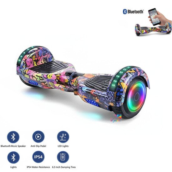 Hoverboard avec poignée de transport LED et Bluetooth