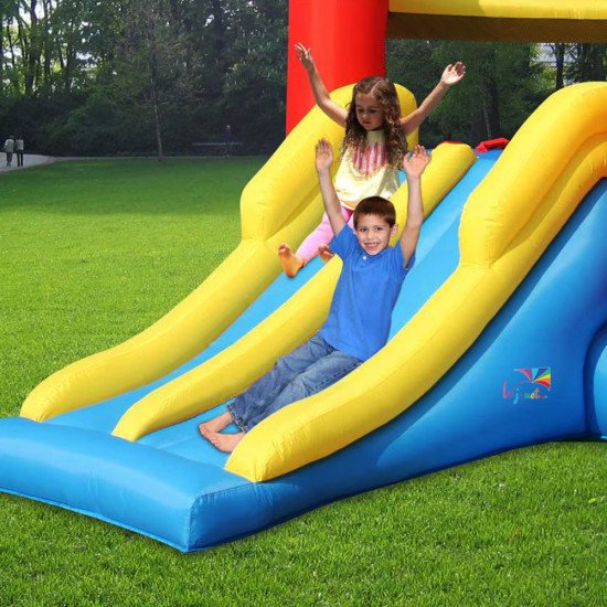 Grande Aire de Jeux Gonflable 2 Toboggans | Happy Hop 9474