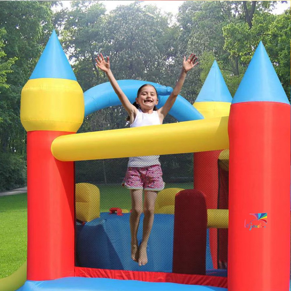 Grande Aire de Jeux Gonflable 2 Toboggans | Happy Hop 9474