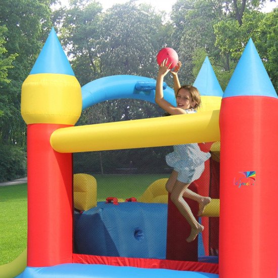 Grande Aire de Jeux Gonflable 2 Toboggans | Happy Hop 9474