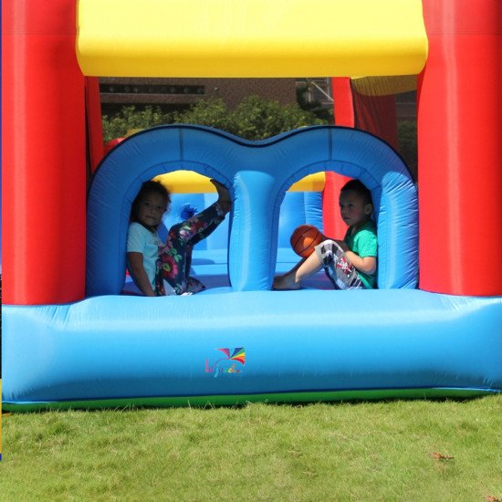 Grande Aire de Jeux Gonflable 2 Toboggans | Happy Hop 9474