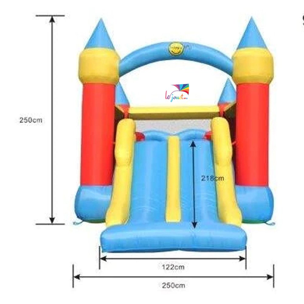 Grande Aire de Jeux Gonflable 2 Toboggans | Happy Hop 9474