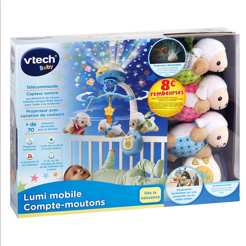 Mobile Bébé VTech Lumi Compte-Moutons | Veilleuse 3-en-1