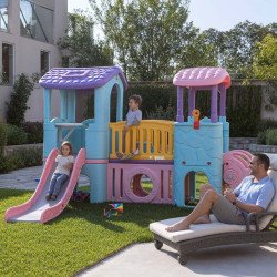 Aire de Jeux Multi-Activités XXL – Toboggan, Passerelle & Cachette