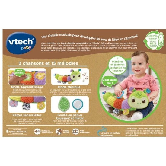 Peluche Veilleuse VTech Myrtille Ma Lumi Chenille | 0-36m
