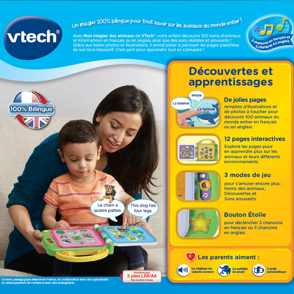 Imagier Bilingue VTech 100 Premiers Mots | Livre Tactile