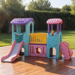 Aire de Jeux Multi-Activités XXL – Toboggan, Passerelle & Cachette