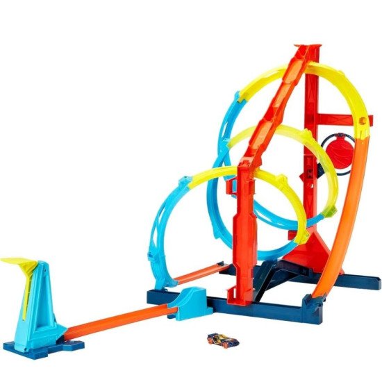 Circuit Hot Wheels Triple Boucle avec Lanceur | Jouet 6+