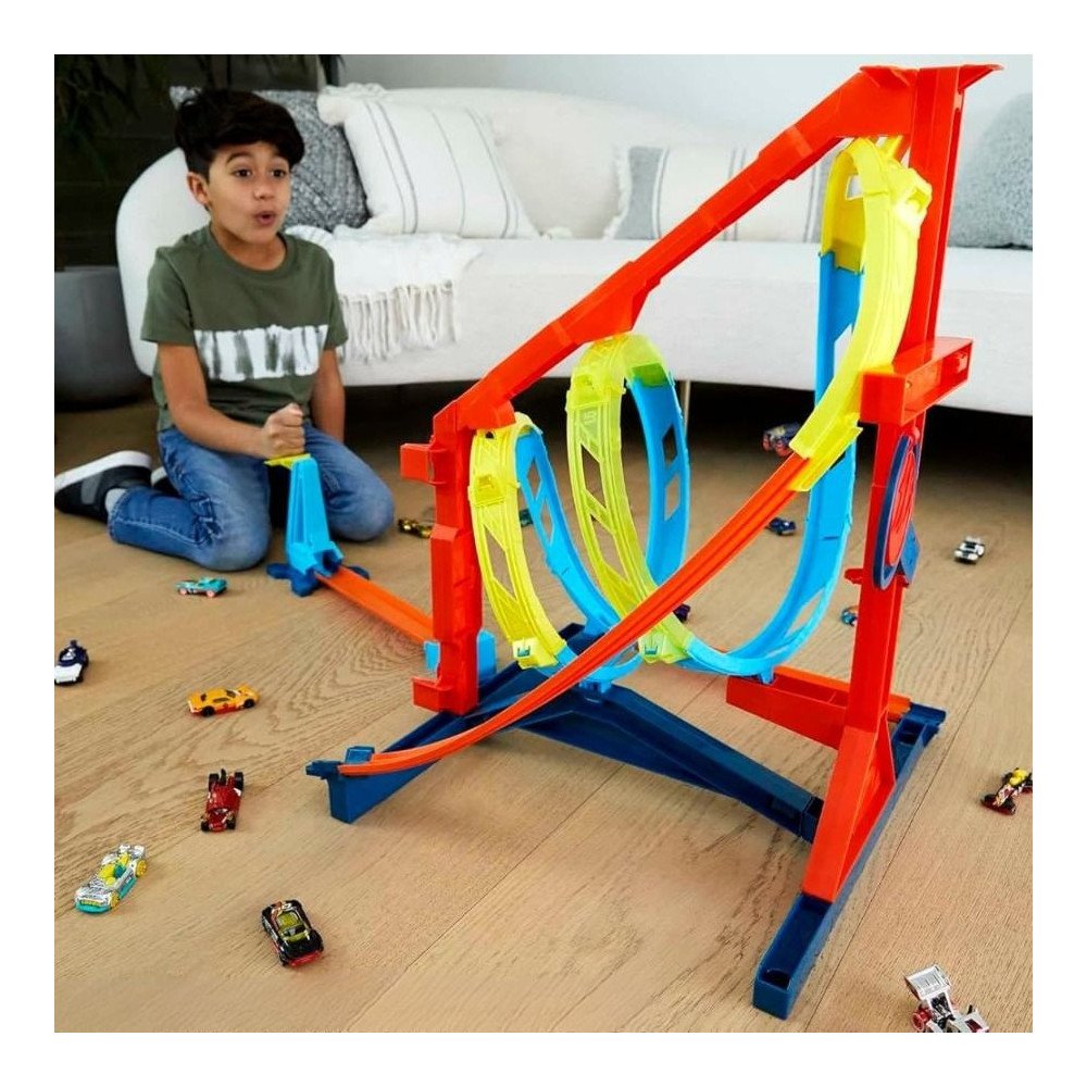 Circuit Hot Wheels Triple Boucle avec Lanceur | Jouet 6+