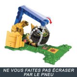 Découvrez le coffret Hot Wheels Arena Smashers Défi Chargement Rhinomite HTP18 : Monster Truck 1:64, obstacles, trophée et casca