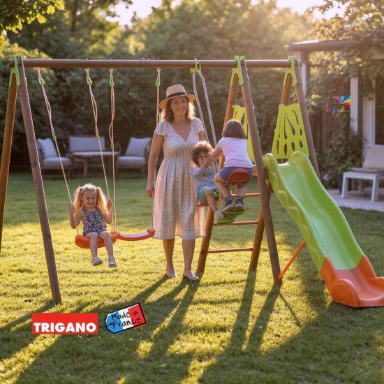 Balançoire Bois Métal Techwood AKEO Trigano | LEJOUET.MA