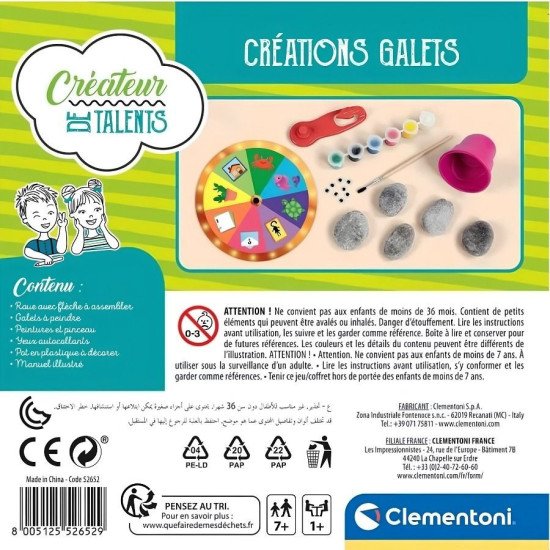 Kit peinture sur galets Créations Galets Clementoni 52652