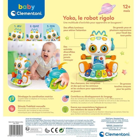 Clementoni Yoko le Robot Rigolo Interactif 12m+ 52558