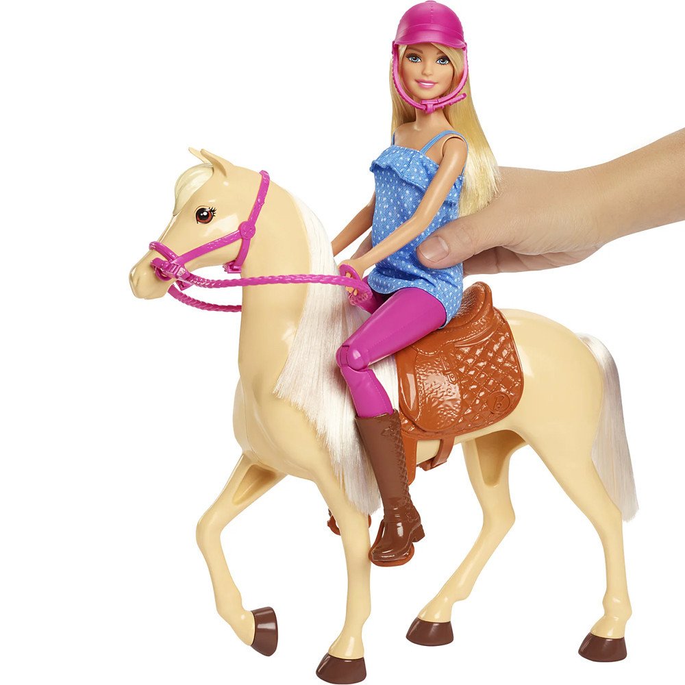 Barbie Poupée Blonde avec Cheval & Équitation FXH13