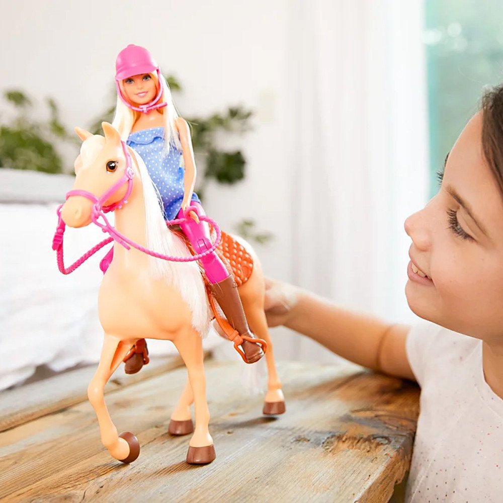 Barbie Poupée Blonde avec Cheval & Équitation FXH13