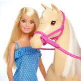 Barbie Poupée Blonde avec Cheval & Équitation FXH13