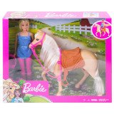 Poupée Barbie Blonde avec Cheval Articulé & Accessoires d'Équitation - Mattel (FXH13)