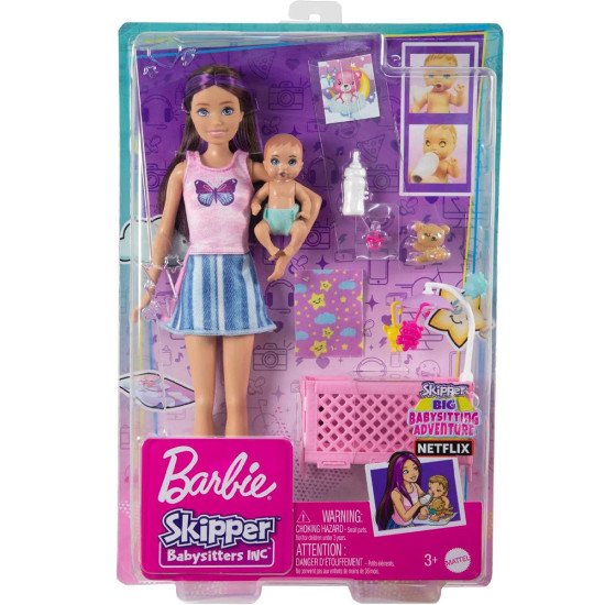 Barbie Coffret Skipper Baby-Sitter avec Poupée Mannequin & Accessoires - Mattel - (HJY33)