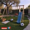 Portique en bois AMILY - ALEO BY TRIGANO - 3 agrès avec toboggan -