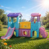 Aire de Jeux Multi-Activités XXL – Toboggan, Passerelle & Cachette