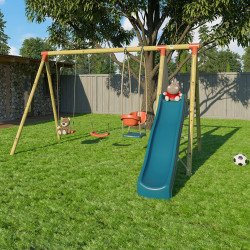 Portique en bois AMILY - ALEO BY TRIGANO - 3 agrès avec toboggan -