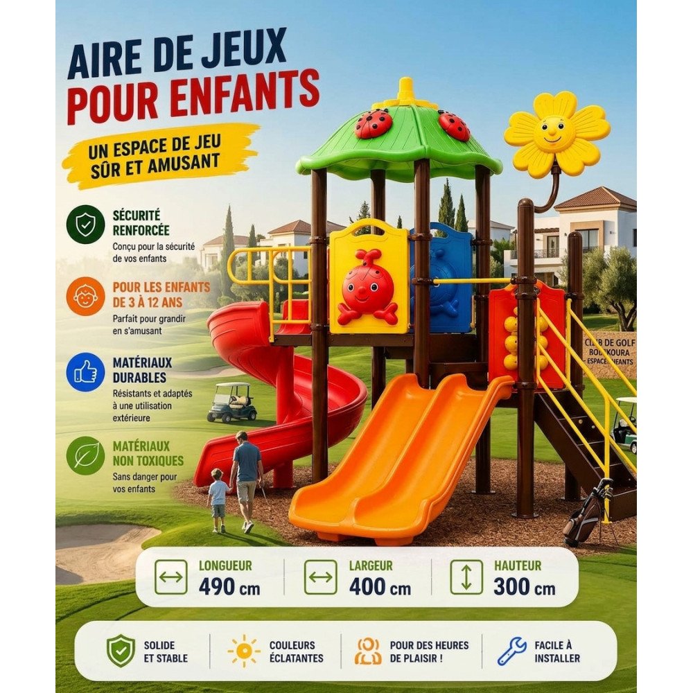 Aire de Jeux Extérieure Pieuvre & Toboggans LeJouet AJ-420230