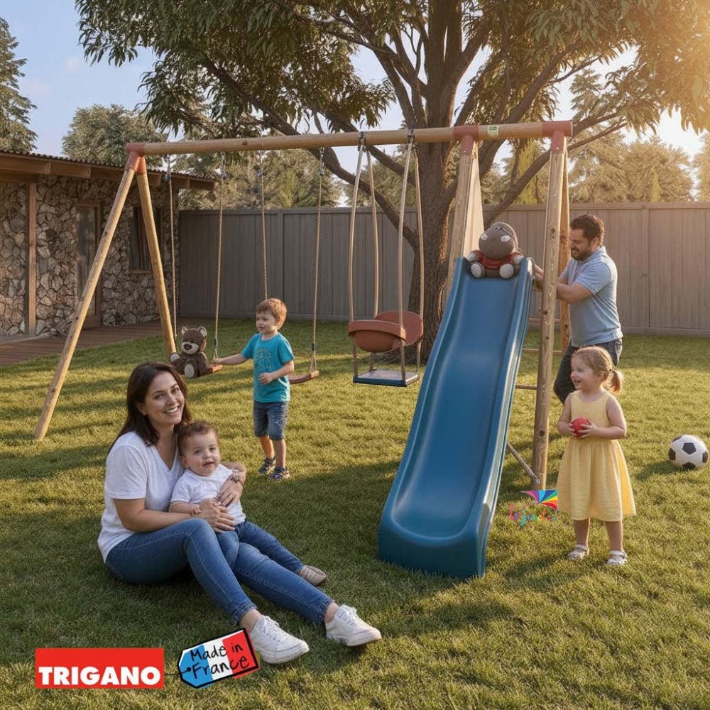 Portique en Bois avec Toboggan AMILY | Trigano