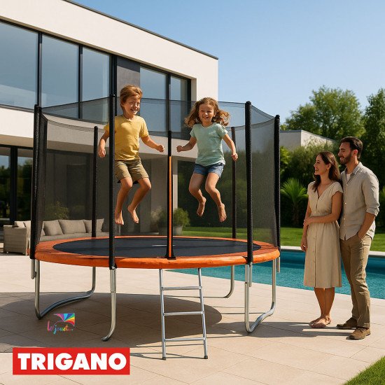Trampoline avec filet de sécurité et échelle - Trigano Diam 4,27 m