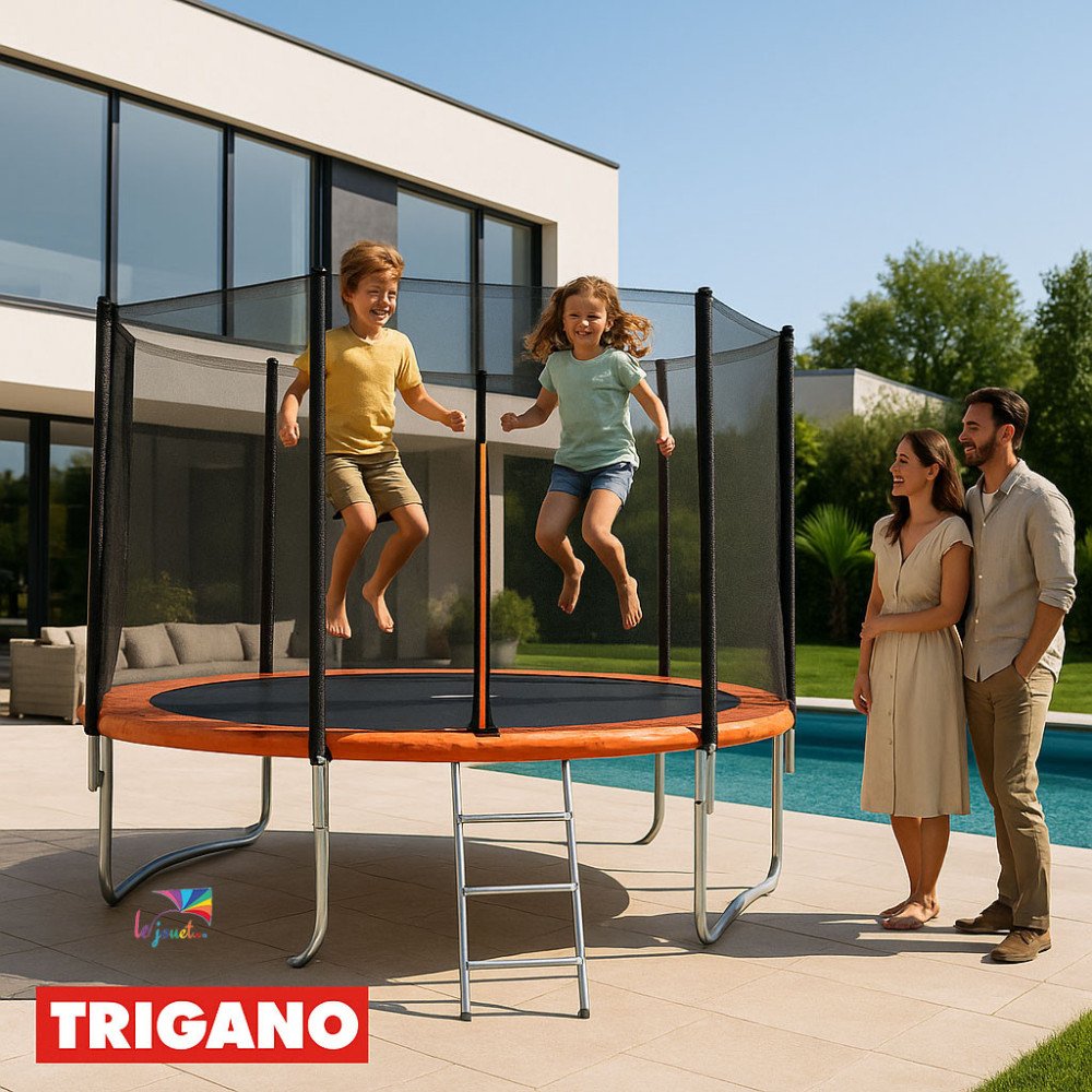Trampoline avec filet de sécurité et échelle - Trigano Diam 4,27 m