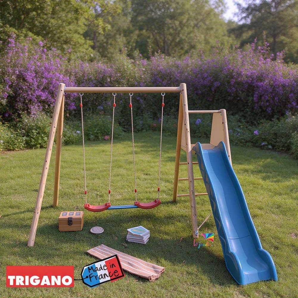 Portique Bois Métal avec Toboggan BILLY | Trigano