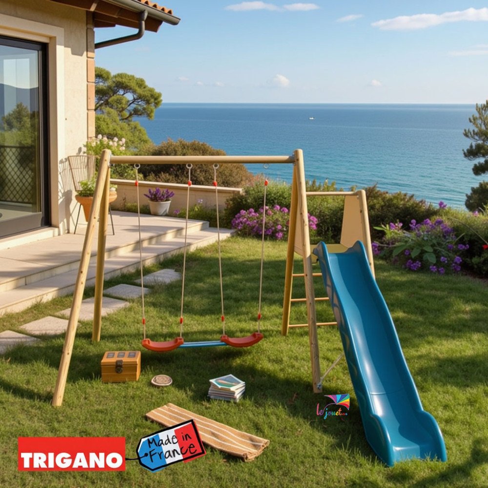 Portique Bois Métal avec Toboggan BILLY | Trigano