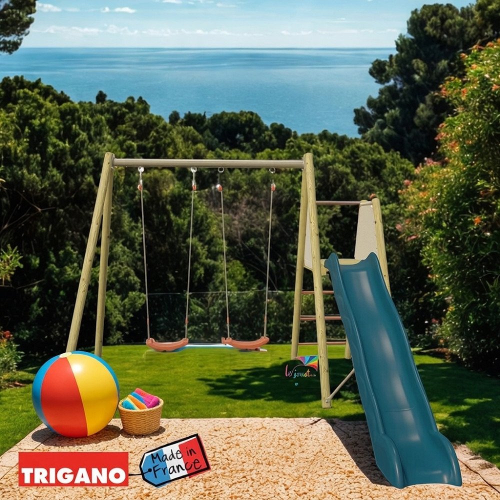 Portique Bois Métal avec Toboggan BILLY | Trigano