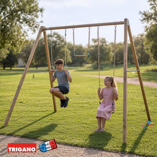 Balançoire en bois poutre métal 3 m Adulte SKYLER – Trigano
