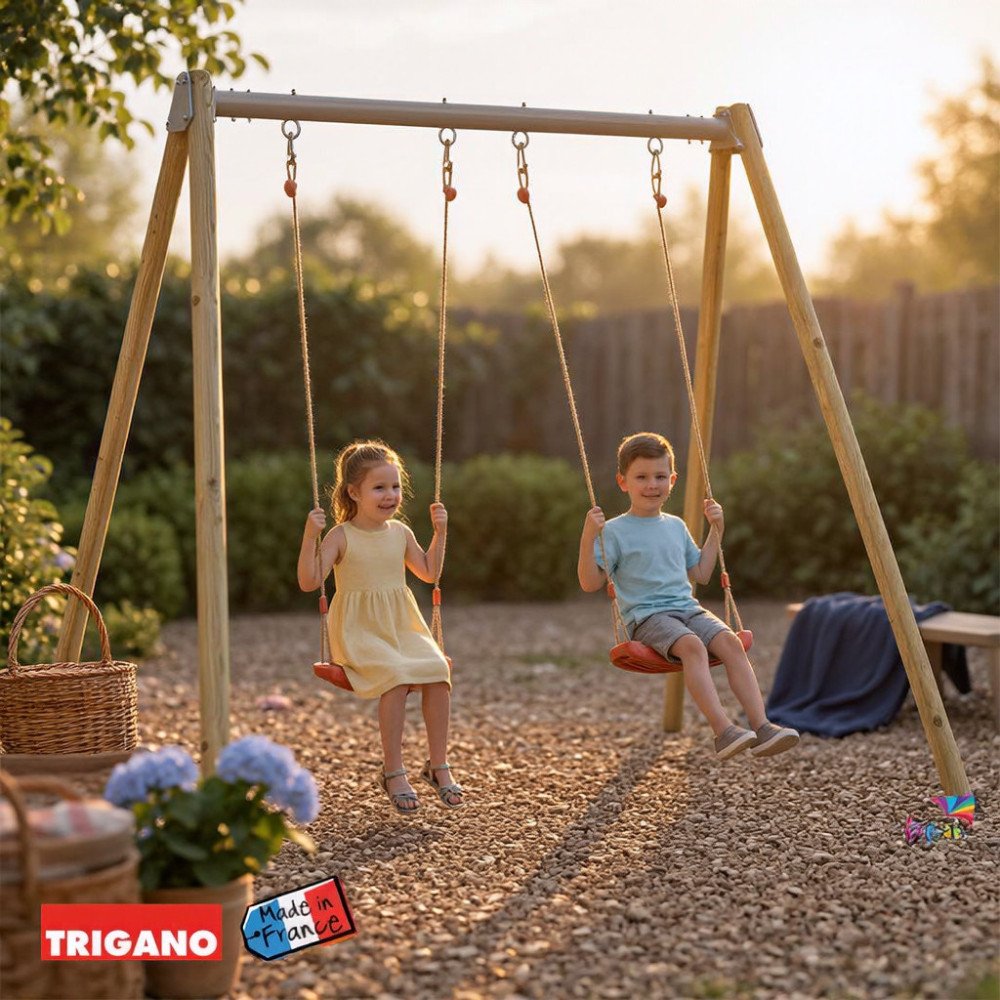 Portique Bois Métal avec Siège Bébé DOUBLO | Trigano