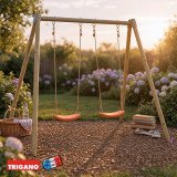 Portique Bois Métal avec Siège Bébé DOUBLO | Trigano