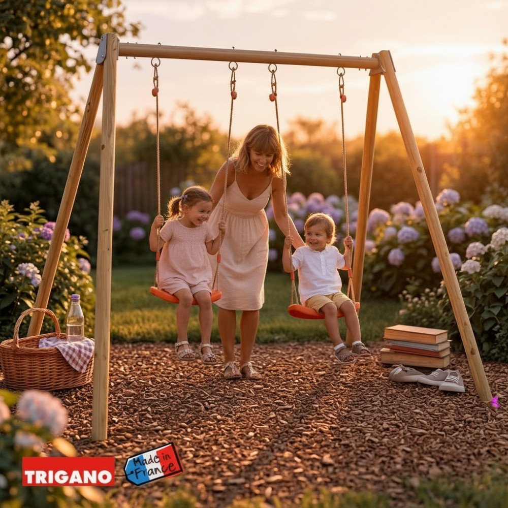 Portique Bois Métal avec Siège Bébé DOUBLO | Trigano